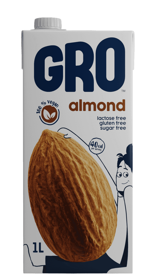 جرو لبن لوز خالى من اللاكتوز -الجلوتين- سكر 1لتر - Gro Almond Milk Lactous ,gluten, sugar free 1L