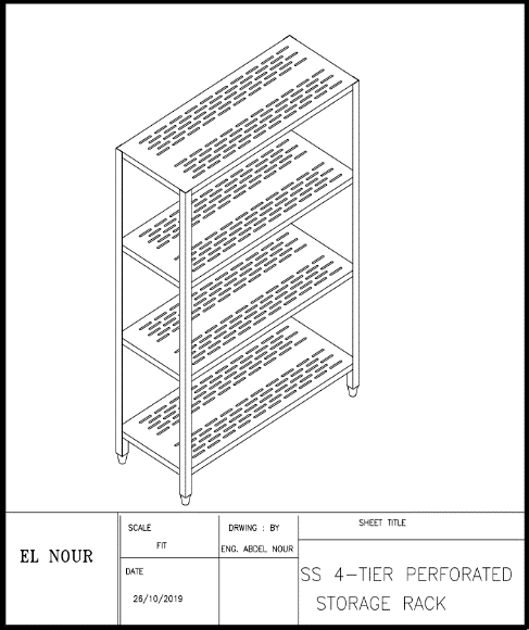 وحدة ارفف 4 رف مثقبة