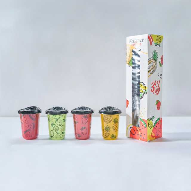 Fruity Plastic Cups With Lids 20(14oz)