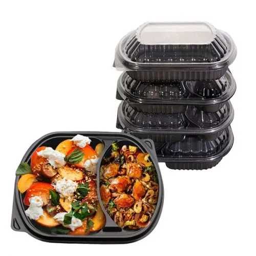 علب وجبات چامبو اسود/شفاف بغطاء 1/2/3 عين Jumbo Meal Box Black/Transparent with a lid