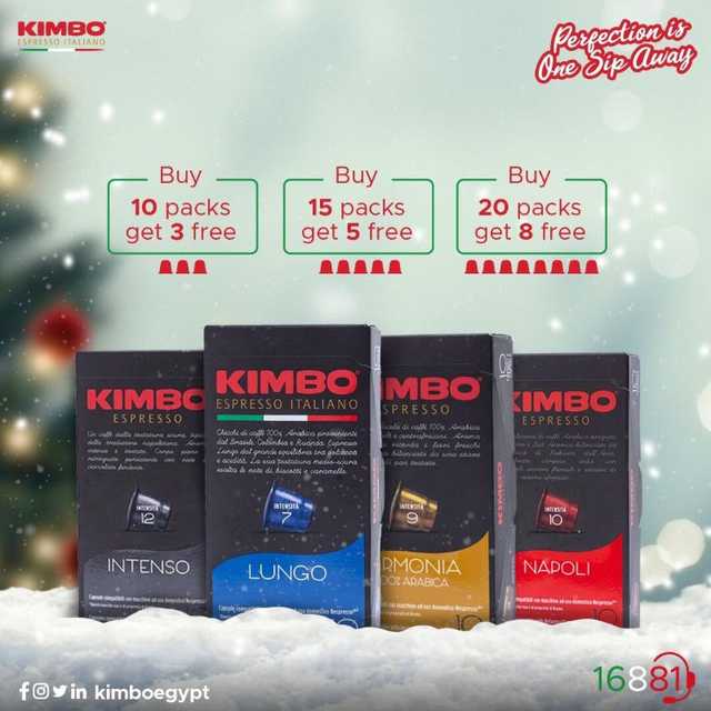 Kimbo Capsules Buy 10 packs get 3 Free, Buy 15 packs get 5 Free, Buy 20 packs get 8 Free - كبسولات كيمبو
